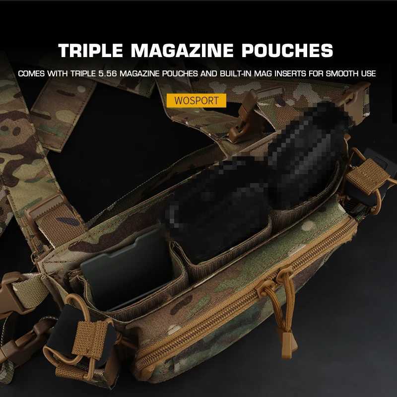 300D Nylon D3CM Chest Rig with Triple 5.56 Mag Pack Outdoor CS Game Hunting Accessories Tactical Vest Accessories Bag XJ251114