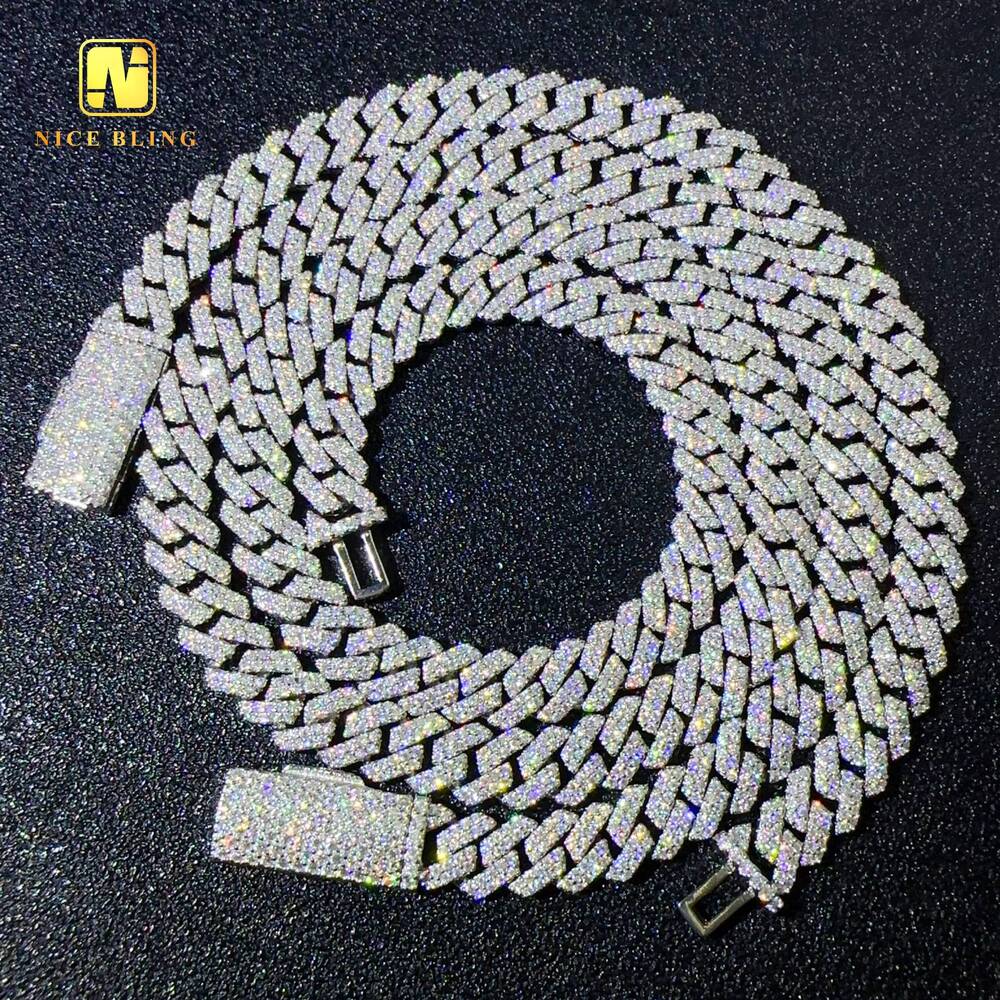Real Gold Plated 8mm Cuban Link Chains Hip Hop Jewelry 925 Silver Moissanite Cuban Necklaces bracelets