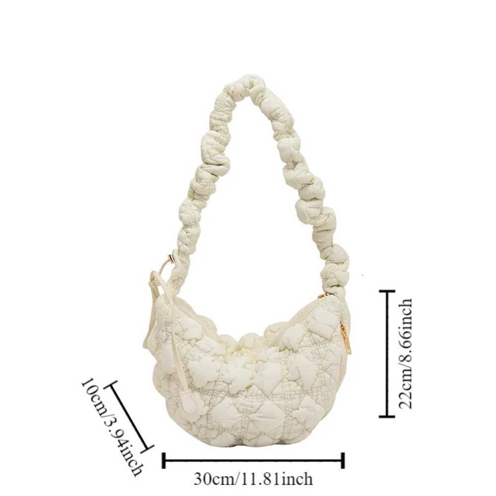 Temperament Space Cotton Korean Shoulder Bag Korean Style Banquet Rhombus Plaid Handbag Solid Color Plaid Bubble Cloud Bag Lady Y250730