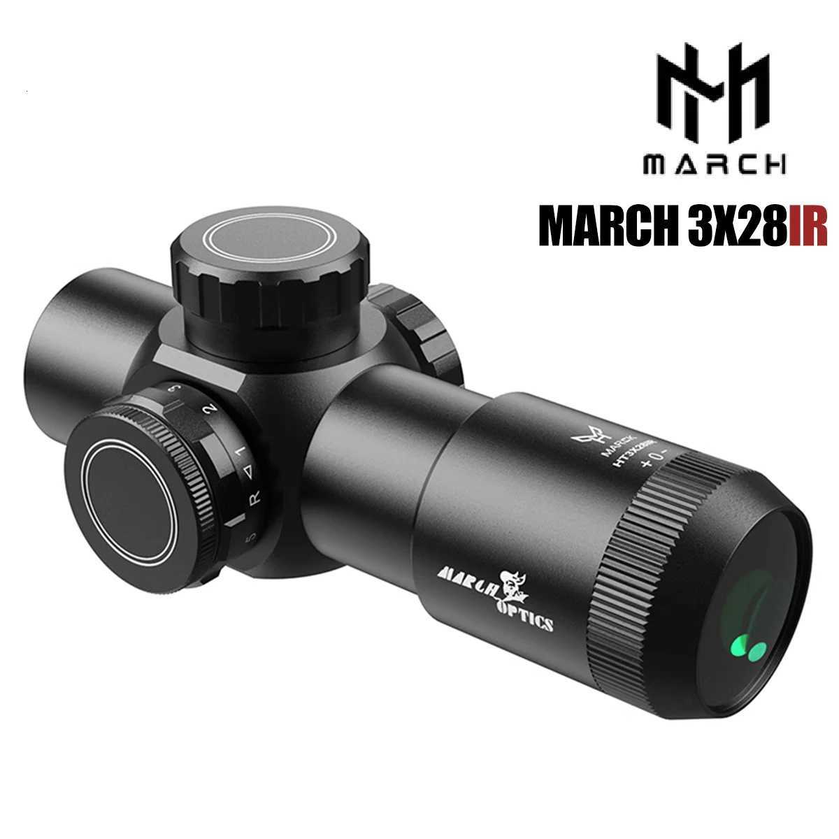 Tactical March HT 3X28IR Riflescope Optics Sight Red Green Illuminated Airsoft Outdoor Sport Hunting Shooting Sight Scope R250730