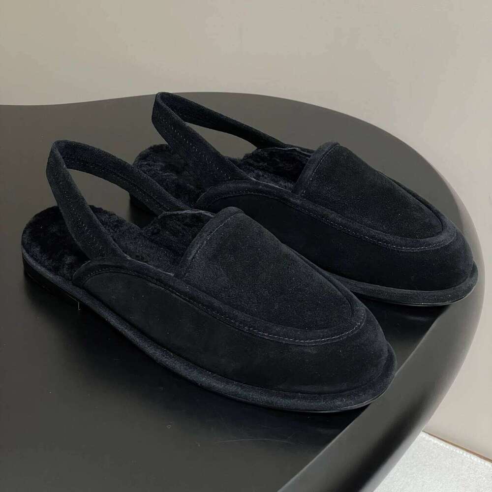 Women Size35-42 Genuine Leather Flats Slingbacks Natural Cow Suede Sandals Round Toe Designer Shoes Zapatillas De Mujer 27e