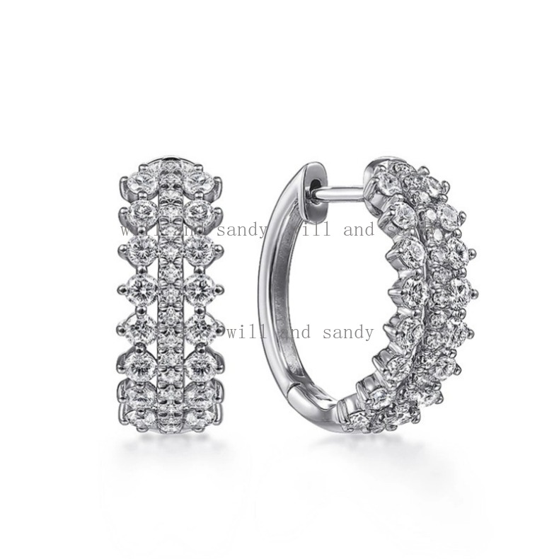 Cubic Zirconia Diamond Hoop Earrings Charm Designer Jewelry Gold 925 Silver Iced Out Heart Square Buckle Clip Dangle Earrings Stud Cuff for Woman Gift