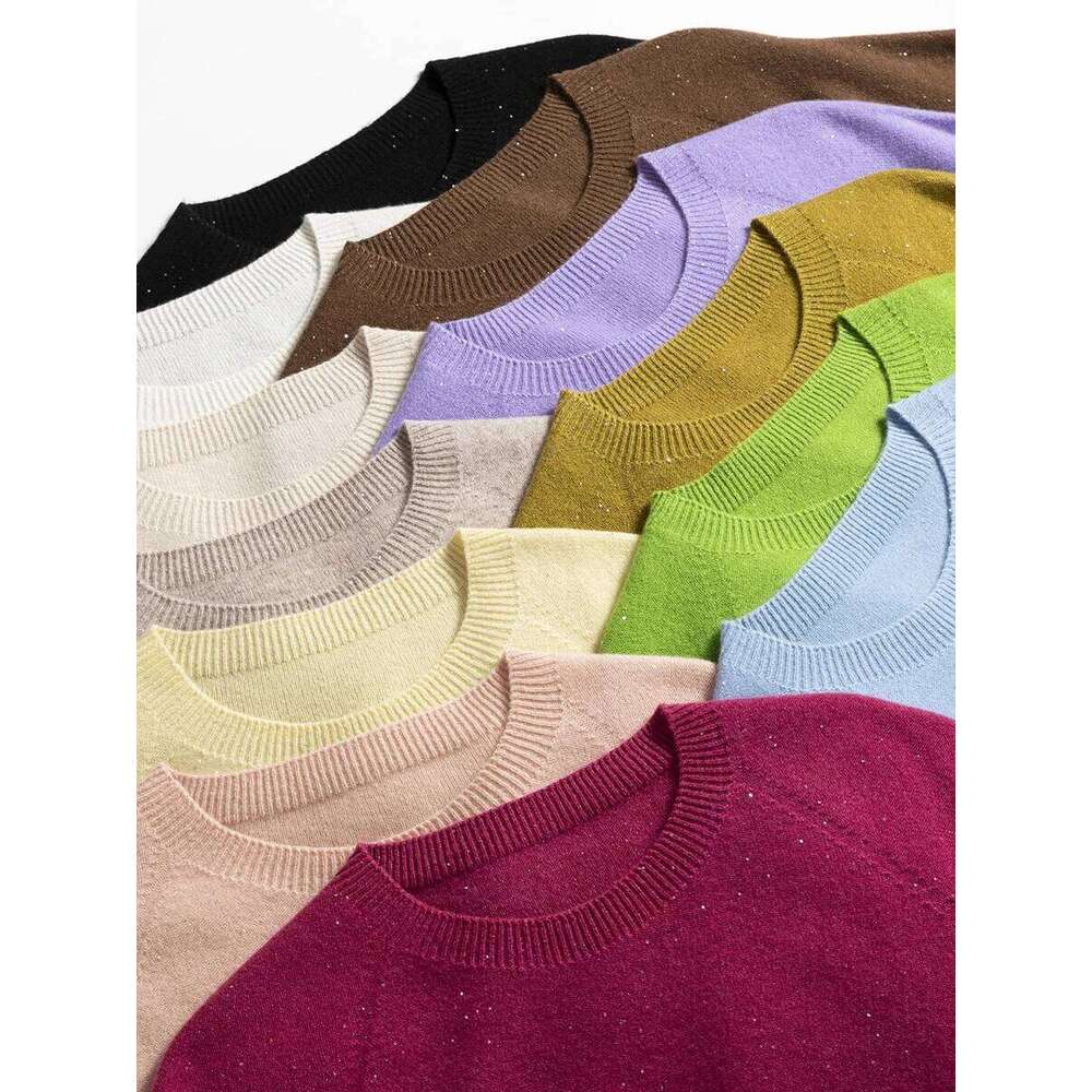 Designer Clothing 2025 Suyadream, 100%Merino Wool Pullovers For Woman, Round Neck, Short Sleeved Sweaters, 2025 Fall Winter Soft Warm Top, Pink, Olive