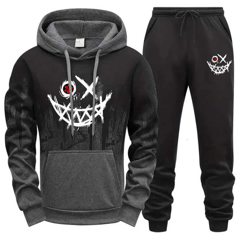 2025 Mens Tracksuit Hooded Sweatshirt Black Sweatpants Male Urban Fashion Hoodie Outfits Autumn Daily Casual Sport Jogging Suit XJ250731