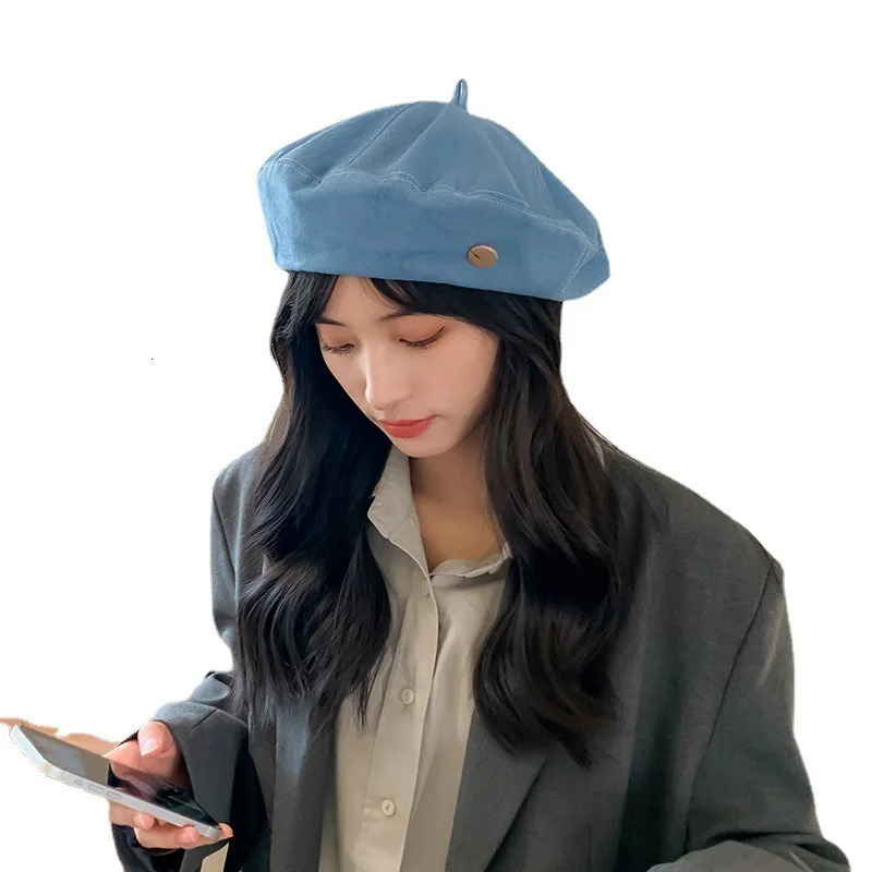 Denim Beret Womens Japanese Octagonal Hat Big Head Circumference Cloud Hat Painter Hats for Women Fashion Berets 250730