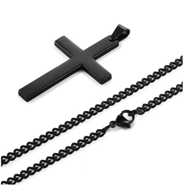 Hot Sale Simple Cross Pendant Necklace 18K Gold-plated Titanium Steel Stainless Steel Cross Necklace Men Women Jewelry Wholesale