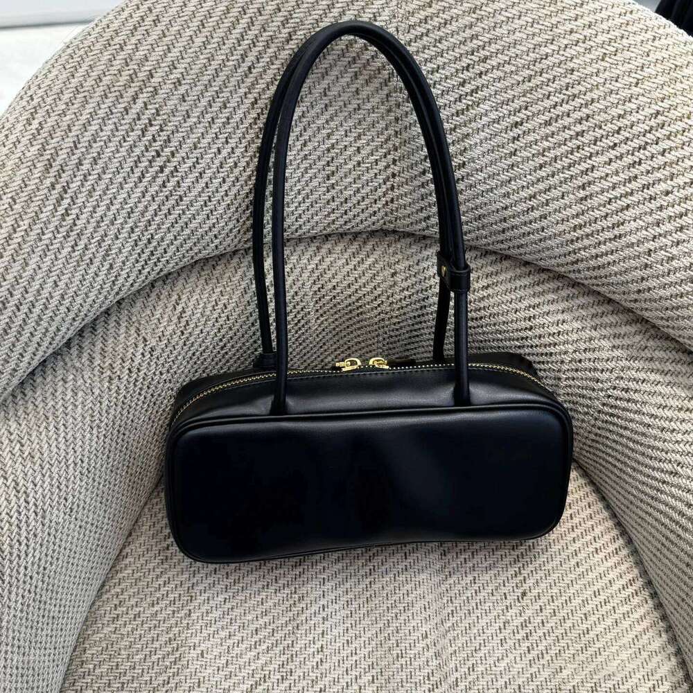 Cowhide Bowling 2025 New Vintage Lock Small Pendant Handbag Genuine Leather Women's Large Capacity Armpit Shoulder Bag