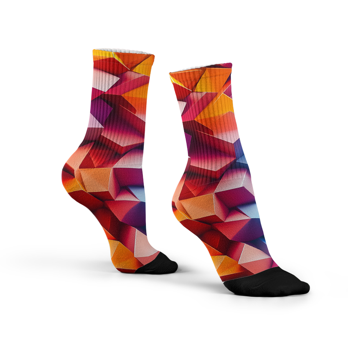 Colorful Geometric Cube Unisex Tube Designer Socks C121