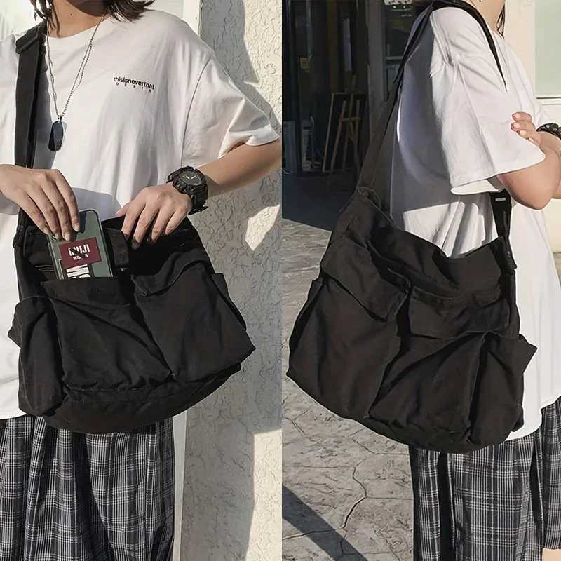 Womens School Messenger Bags For Women Shoulder Ladies Designer Handbag Solid Large Capacity Casual Canvas Shoulder Female Bags Y250730