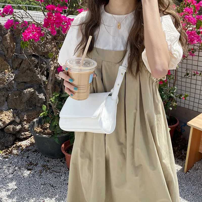 Simple Solid Color Square Womens Shoulder Bag Sweet Fashion Ladies Underarm Bags Casual Pu Leather Female Change Purse Y250730