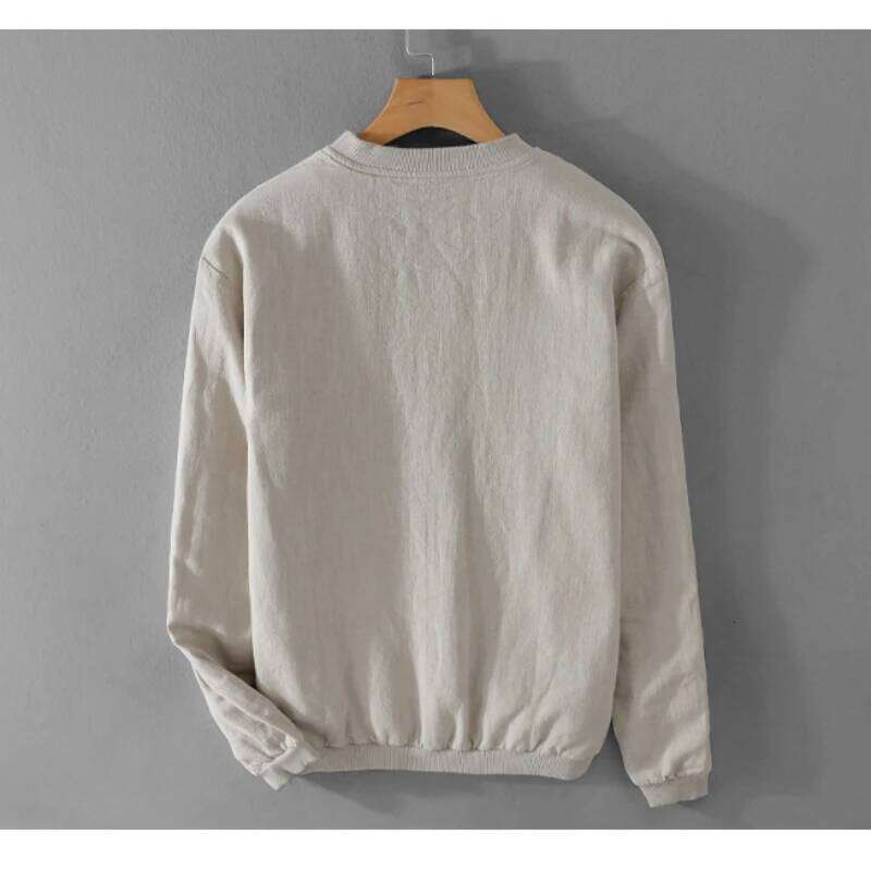 Designer Clothing 2025 Spring Autumn Clothing Cotton And Linen Men's Jacket, Simple Stand Collar Casual Loose Travel Camping Top