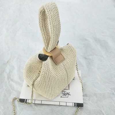 for Women Beach Bag Personality Crossbody Lock Handbag Lady Vintage Handmade Knit FAshion Shoulder Bag Y250730