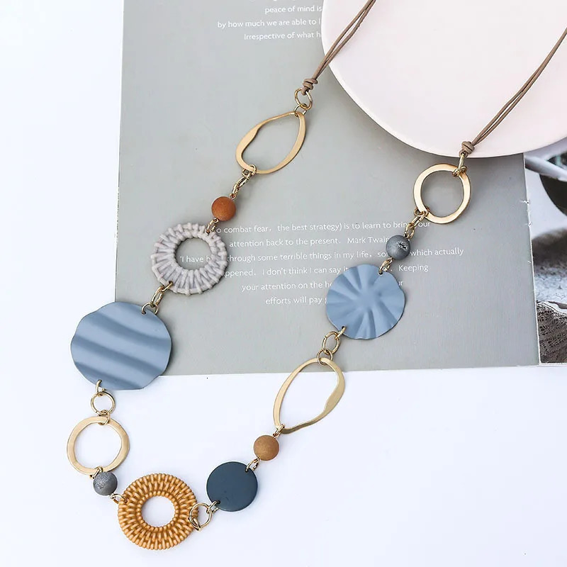 Kaseakia Big Large Resin Hoop Chain Sweater Long Necklace for Women Fashion 250729