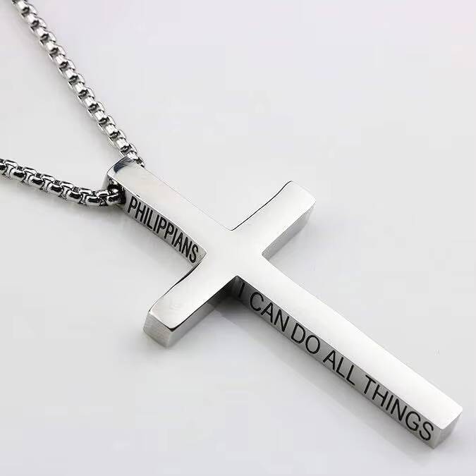 Stylish Simple Stainless Steel 18K Gold Cross Pendant Necklace Jewelry for Men and Women for Fathers Day Gifts