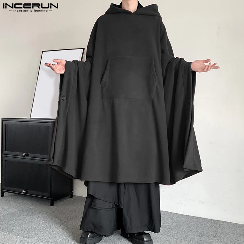 Fashion Casual Style Tops INCERUN Men Solid Allmatch Loose Cape Coats Male Personality Longstyle Long Sleeved Trench S5XL 250729