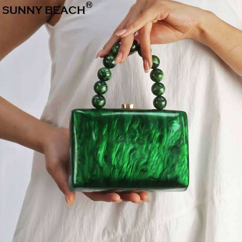 Fashion Acrylic Green Evening Clutch Bag Phone Purse Celebrity Handbag Crossbody Messenger Wedding Party Women Prom Day