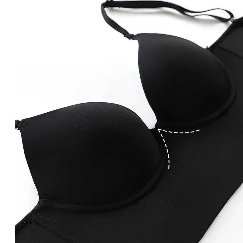 Invisible Lift Up Bra Backless Women Summer Bras Low Cut Sexy Plunge Brassiere Open Back Underwear Seamless Deep U Lingerie Z250730
