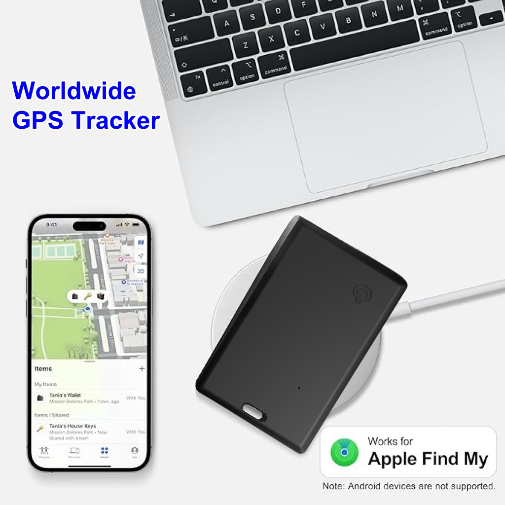 Compact GPS Locator Tracker - Secure Your Wallet, Keys & Belongings Elderly/Children For Apple iOS Device/Works with Apple Find My
