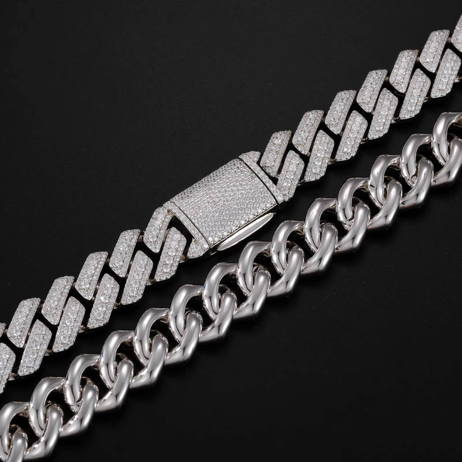 Hip Hop Jewelry Necklace Iced Out Moissanite Sterling Silver 925 15mm VVS Diamond Cuban Link Chain for Men