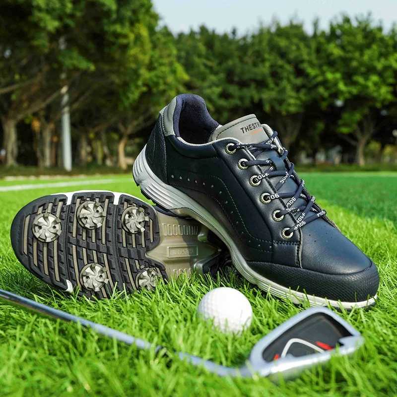 Waterproof Golf Shoes Wen Spikes Golf Sneakers Gym Walking Shoes With Spikes Cfortable Training Golfing Spiked Shoes Leather Y250731