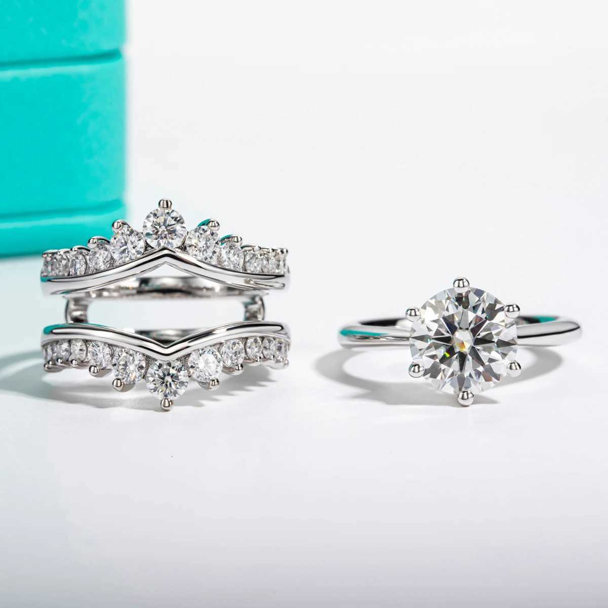 3CT D Color Moissanite Wedding Bands 18k Gold Plated 925 Sterling Silver Bridal Ring Set For Girls Jewelry Wholesale y250730