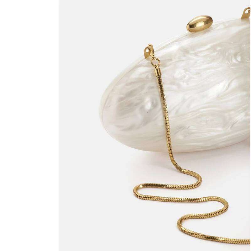 Egg Shell Clutch Bag Acrylic women wedding evening party cute ivory pearl color purse handbag summer new 2024