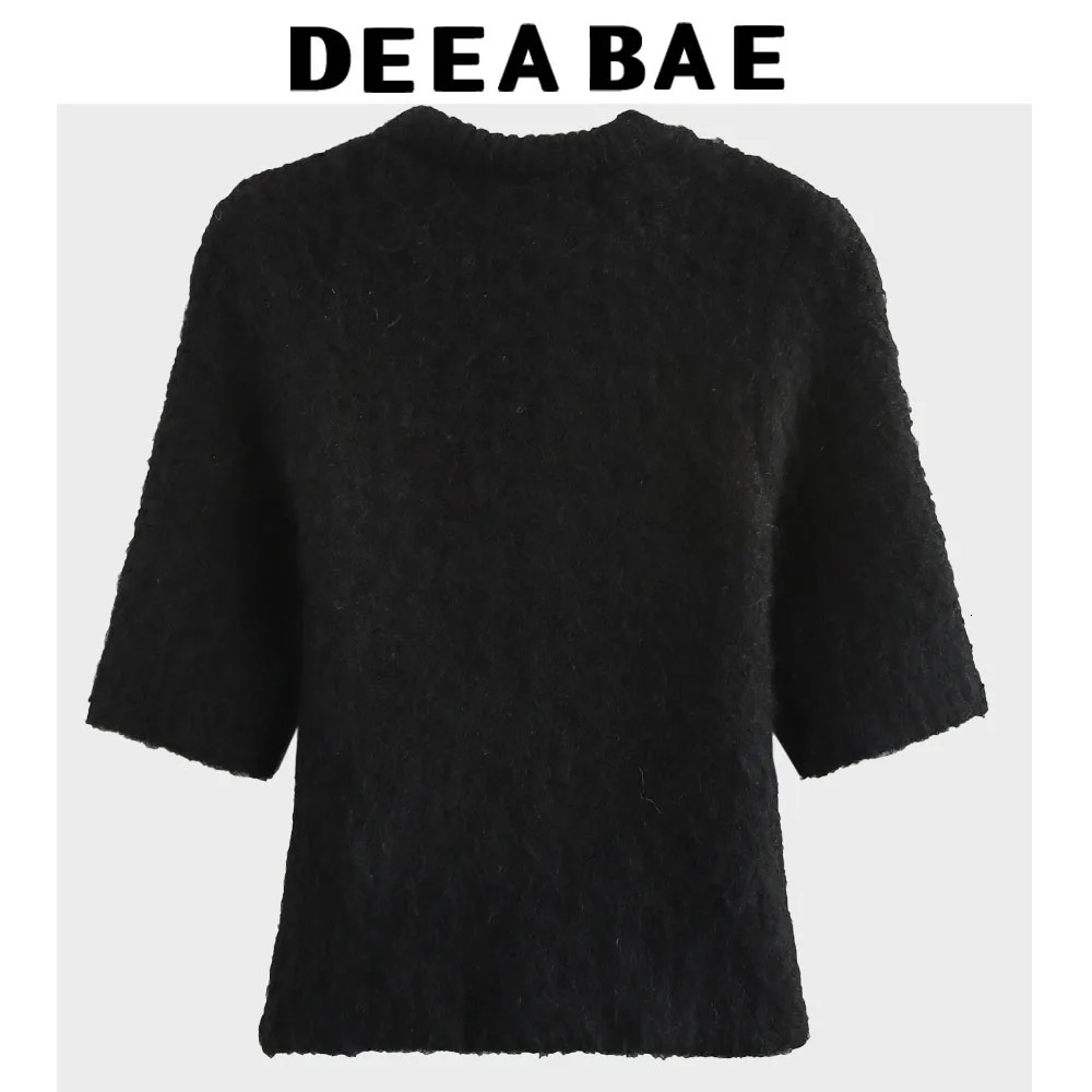 Womens Clothing Sales Trend Sweet Transparent Bow Decoration Short Sleeve Pullovers Knitwear Sweater 250731