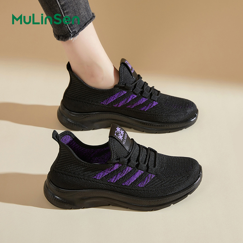 Mulinsen mesh shoes women's casual sports shoes women's breathable and deodorizing middle-aged mother shoes lightweight and comfortable outd