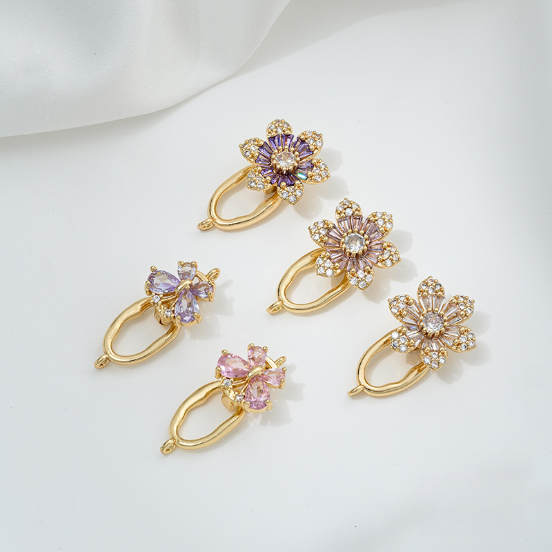 14K Copper Gold Plated Zircon Designer Bracelet Flower Butterfly Pearl Clasp DIY Handmade Necklace Madam Accessories End Clasp