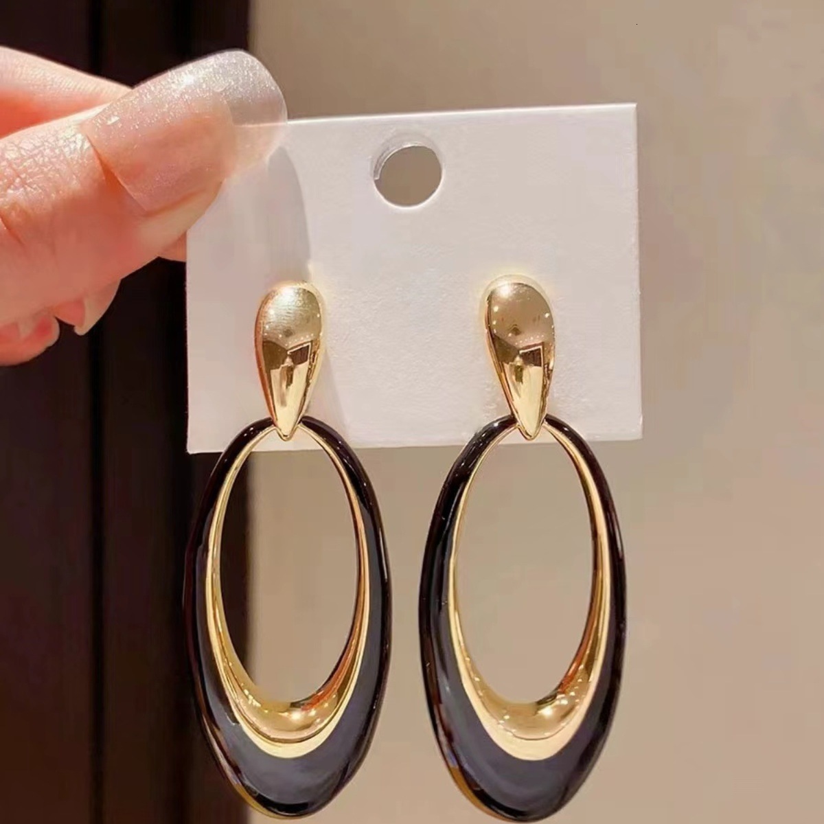 22K Gold-plated Enamel Drop Glazed Oval Earrings Free Shipping Designer Luxury Jewelry Simple Silver Needle Retro Earrings Fashiona Antique Style Earr