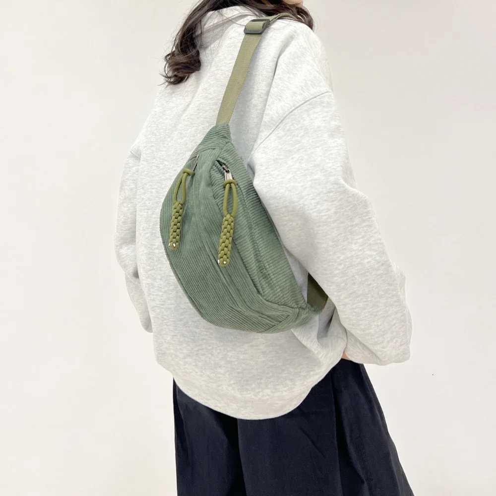 Women Waist Pack Large Capacity Corduroy Fanny Pack Street Style Chest Bag Fashion Shoulder Crossbody Bags Casual Waist Belt Bag G250729