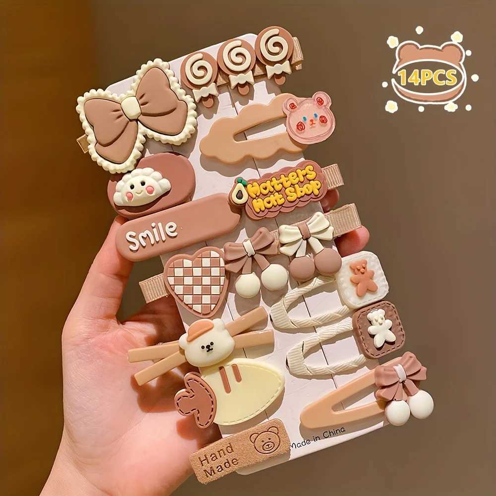 14 pieces of cartoon bangs broken hair clips that do not hurt hair side clips on the back of the head sweet and versatile R250730