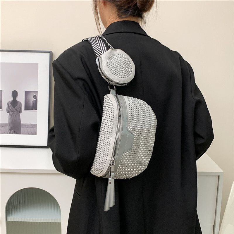 2024 New Ins Super Hot Internet Celebrity Women's Stylish Waist Fashionable Personality Trendy Rhinestone Single Shoulder Crossbody Bag ddmymoon