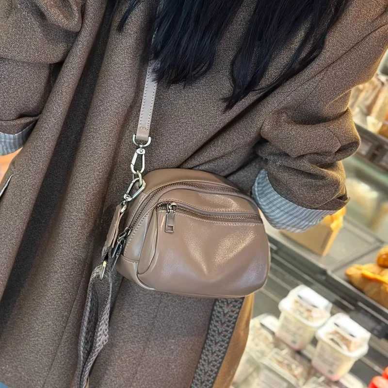Vegetable Tanned Cowhide Small Handbag 2025 New Popular and Versatile Genuine Leather Womens Bag Ladies Shoulder Crossbody Bag Y250730