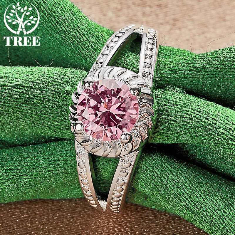Hot New Arrivals 925 Sterling Silver Pink Round Zircon Rings Fashion Advanced Jewelry For Women Bridal Wedding Engagement Gifts y250730