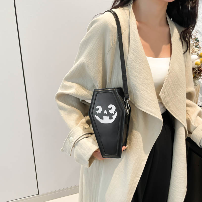 Unique Ghost Creative for Women 2024 New Halloween Pumpkin Print Single Shoulder Crossbody Trendy Coffin Bag ddmymoon