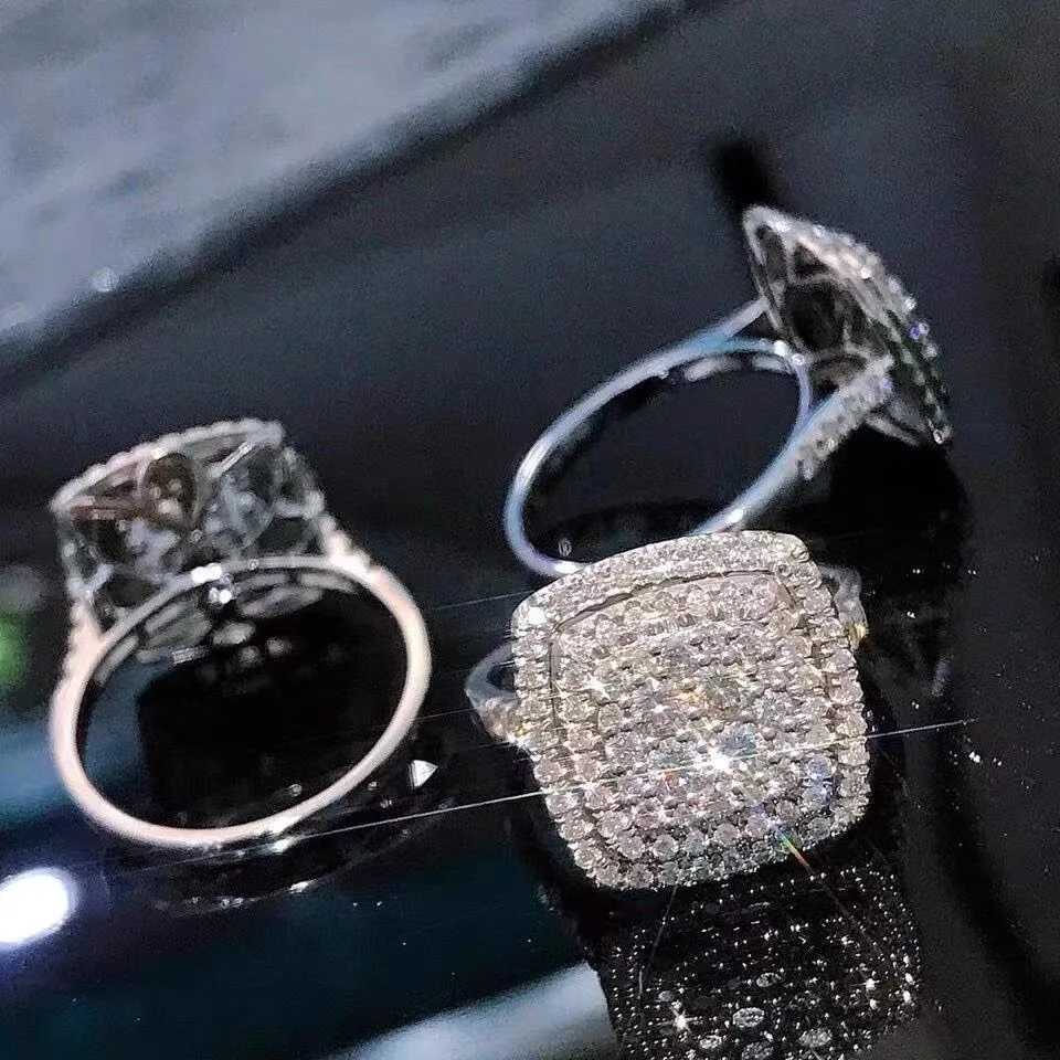 925 Sterling Silver Square Moissanite Ring as a Jewelry Gift for Womens Engagement Party y250730