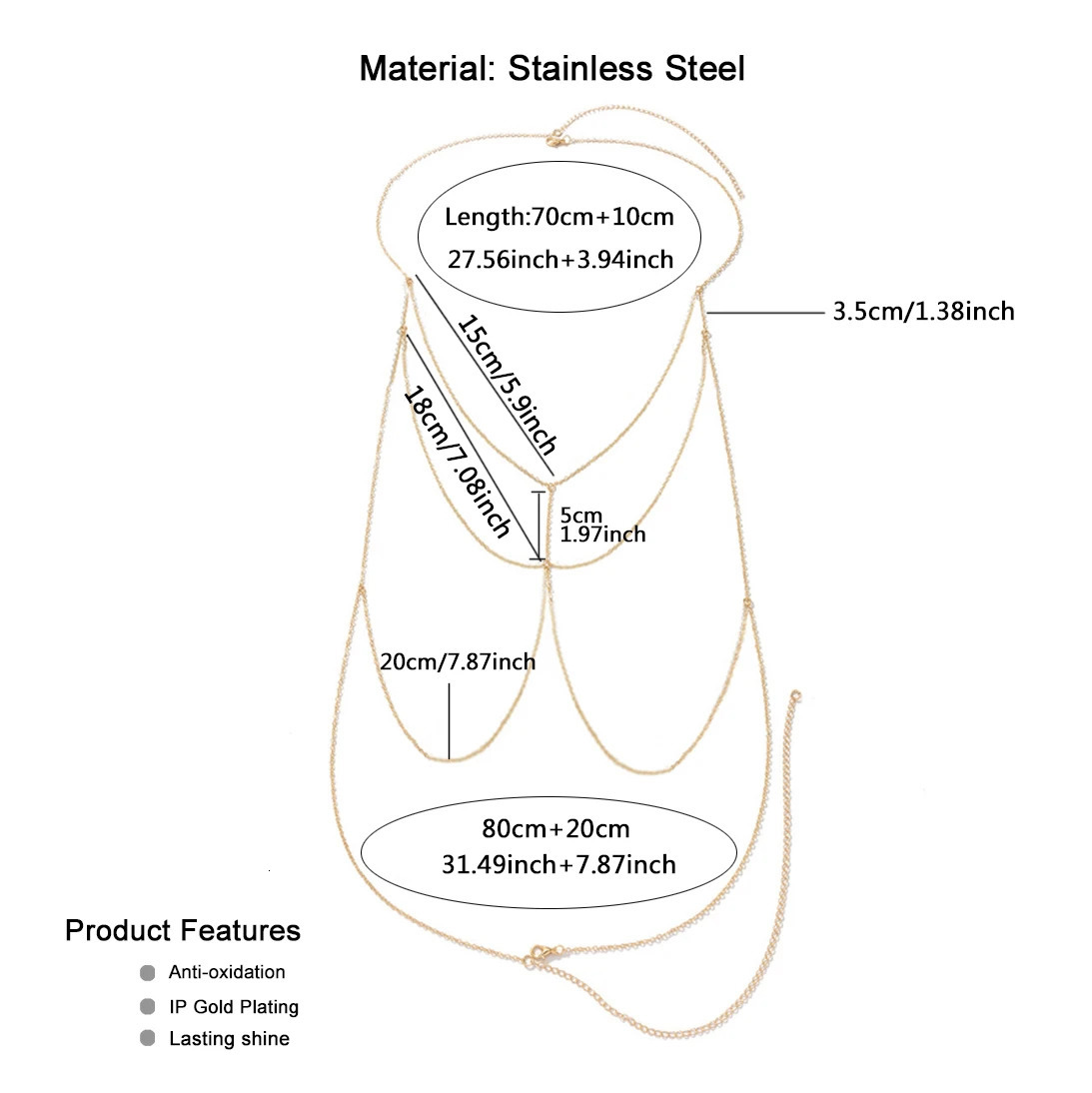 MinaMaMa Multilyaer Stainless Steel Crossover Chain Body Chain For Women Sexy Bikini Waist Chain Bra Body Jewelry 250729