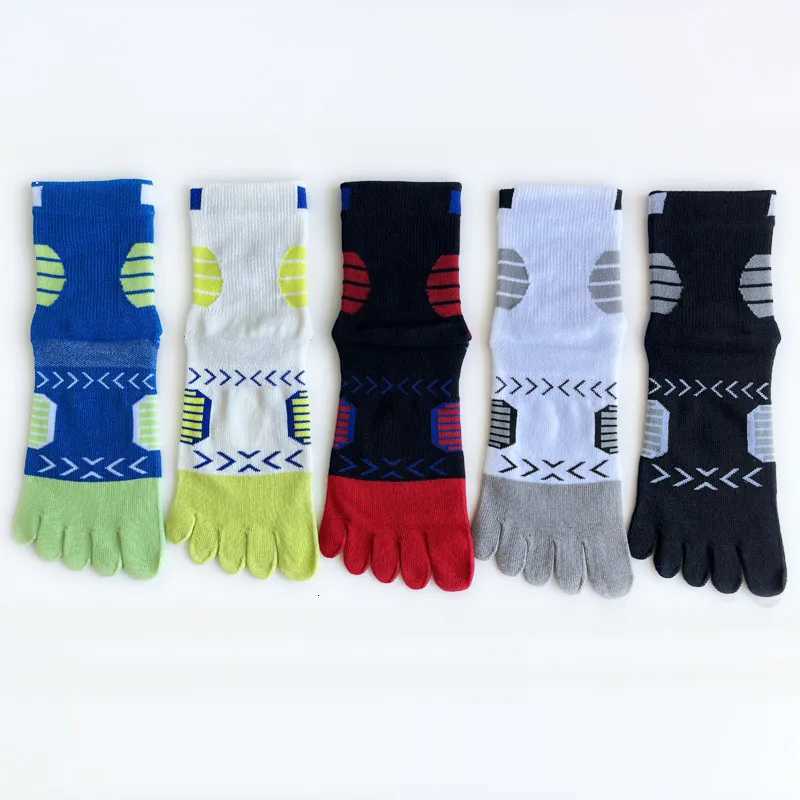 1/5 Pairs Basketball Toe Socks Compression Thick Bright Color Cotton Mesh Breathable Fitness Hiking Sport Outdoor 5 Finger Socks Z250731