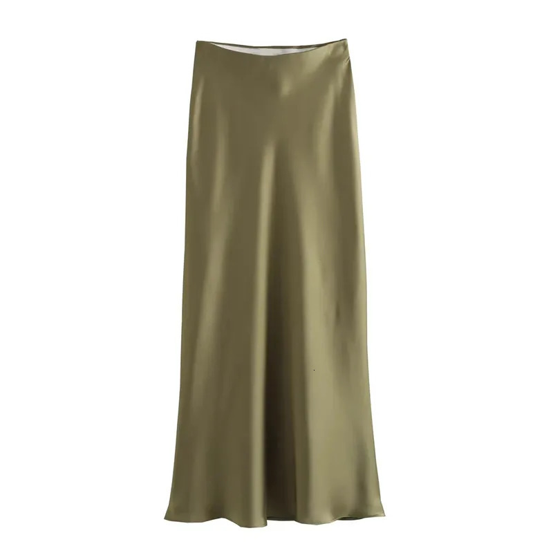 MUJER Woman Satin Skirt Women High Waist Long Skirts For Summer Black Midi Office Elegant Womens 250730