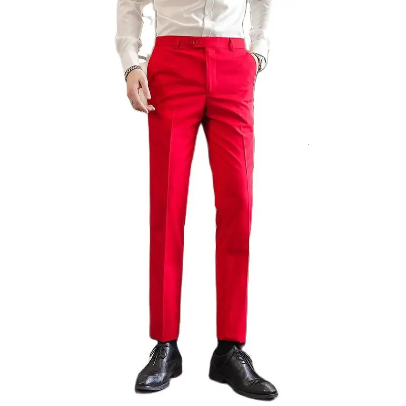 Men Formal Pants Elegant Man Office Work Pant Casual Polyester Fiber Trousers 17 Colors Pantalones Hombre 250731