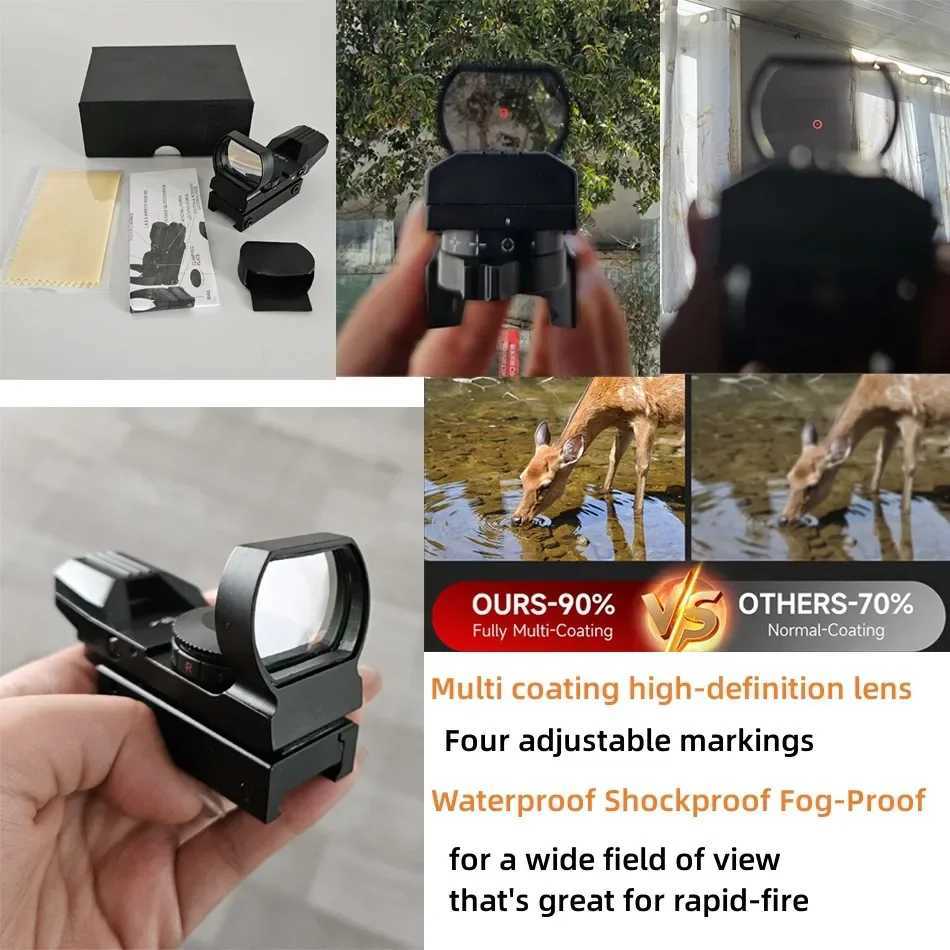 1X40 Red Dot Sight Hunting Scope Red/Green Reflex Holographic Dot Sight 4 Reticle Rifle Scope 11mm/20mm R250730