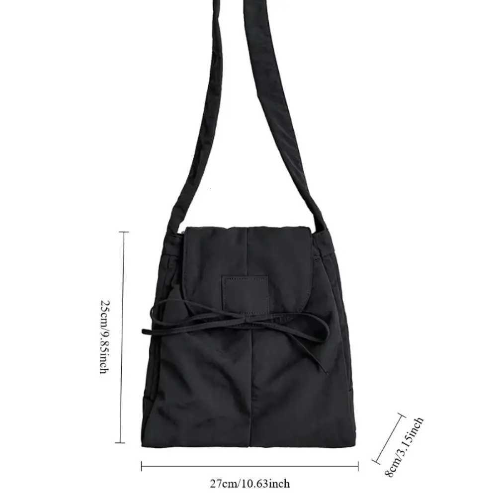 Korean Style Flap Nylon Bow Crossbody Bag Messenger Bag Niche Design Light Soft Nylon Bag Zipper Tote Bag Shoulder Bag Travel Y250730