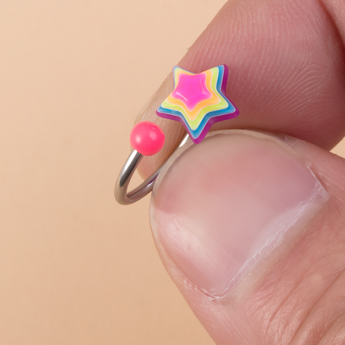 Rainbow Love Flower Stainless Steel Navel Ring Body Piercing Jewelry Ear Bone Ring