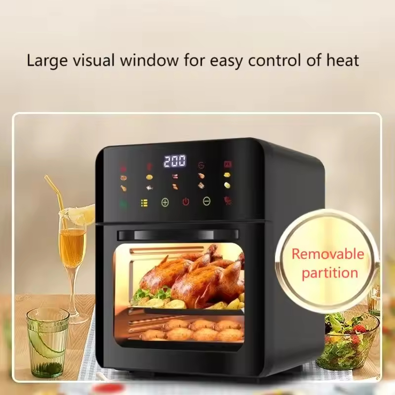 intelligent visual air fryer 15L 1350W cooking robot digital touch control oil free for dorm and house stainless steel new design electric fryer stove