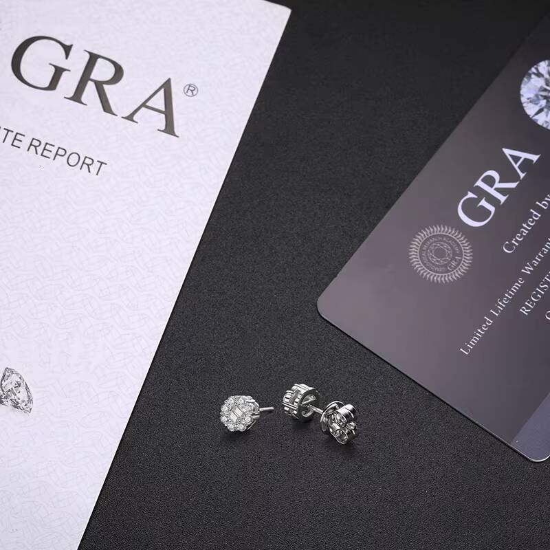 Pass Diamond Tester Fashion Flower Shape 925 Sterling Silver Iced Out Baguette Moissanite Wedding Engagement Earrings