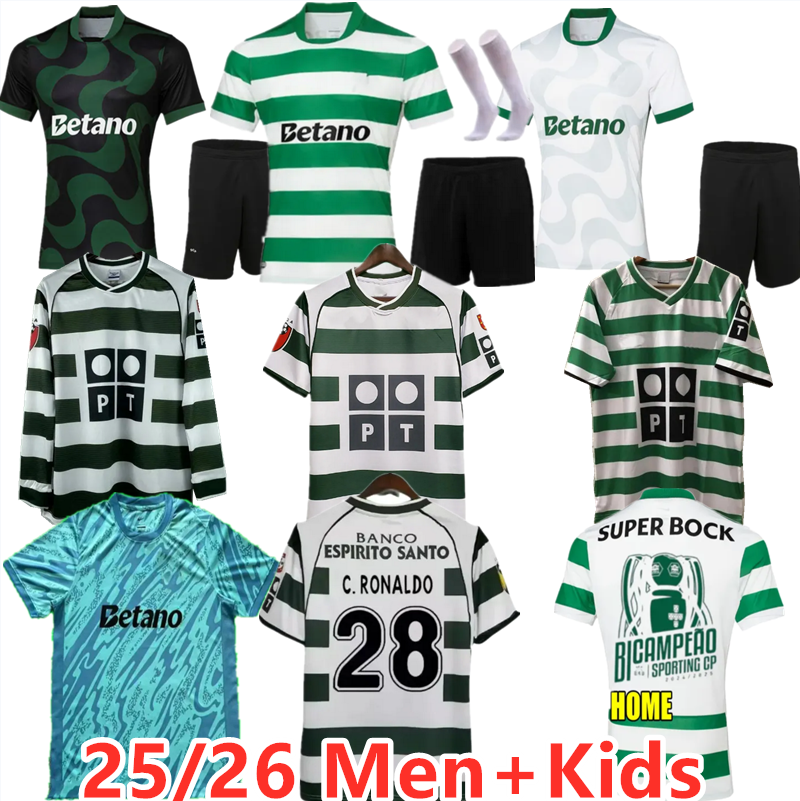 25 26 Sportings CP Lisboas soccer jerseys Vietto ronaldo Lisbon Jovane Sarabia MATHIEU COATES ACUNA Stromp Men Kit Clube de football shirt 01 02 03 04 Retro CR7 kits