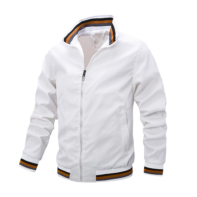 Casual loose jacket men's spring and autumn sports solid color stand-up collar jacket men's clothing
