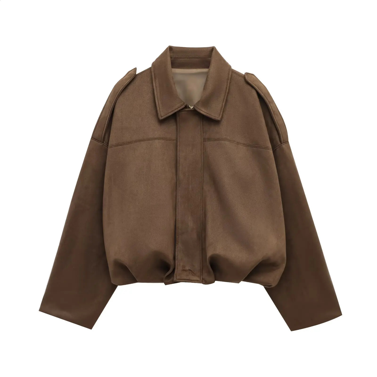 Spring 2 Color Womens Solid Elegant Jacket Suede Short Coat Casual Long Sleeve Zipper Jackets for Women Outerwear 250725