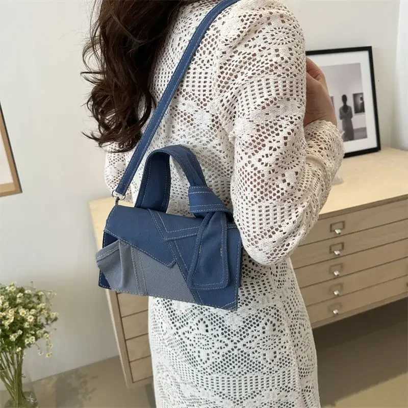 Women Bag Demin FAshion All-maTCh Simple Office Lady PaTChwork Shoulder Bags Pures and Bags Crossbody Bag Y250730